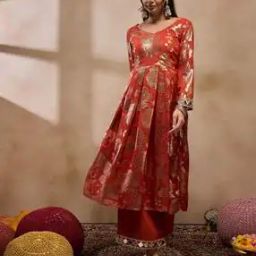Women Paisley Woven Kurta & Palazzos Set-image-30