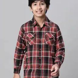 Boys Checked Regular Fit Shirt with Patch Pocket-picture-40