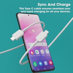 myvn Samsung Type C To Type C Fast Charging Cable Compatible For Samsung Galaxy Superfast Power Cable A54/ A15/ A14/ A34/ A23/ F54/ F34/ F23/ F14/ M14/ M34/M33/S21 Fe/S22/S23/S23 Fe 5G/S24,White image 4