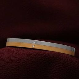 Dual-Toned Stone-Studded Bracelet-image-9