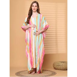 Secret Wish Multi-Coloured Striped Rayon Maternity Kaftan-picture-48