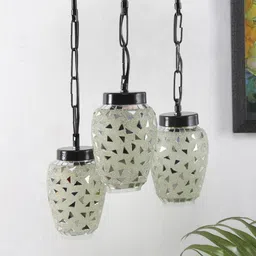 Devansh White Self Design Traditional Hanging Ceiling Lamp-56