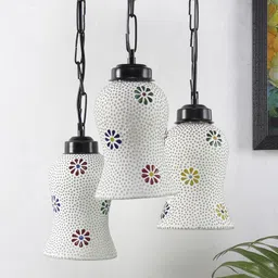 Devansh Multicoloured & Off-White Solid Mosaic Glass Cluster Light-47