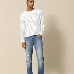 Mr Bowerbird Men Straight Fit Mildly Distressed Light Fade Mid-Rise Stretchable Jeans-image-96
