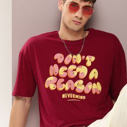 Kook N Keech Men Typography Printed Oversized Drop-Shoulder Sleeves Pure Cotton T-shirt-image-82