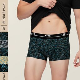 XYXX Men Pack Of 5 Printed IntelliSoft Antimicrobial Micro Modal Artisto Trunks XYTRNK5PCKN202-4