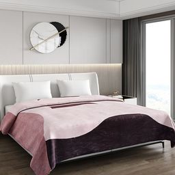 Monte Carlo Pink & Black Abstract Printed Mild Winter 550 GSM Double Bed Blanket-11