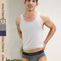 DaMENSCH Men DEO-SOFT Deodorizing Micro Modal Solid Briefs DAM-AS-B-SB&WG-PACK-2-MIX-35