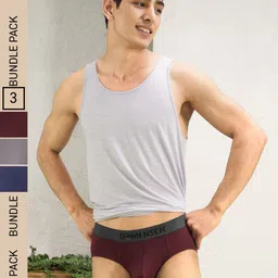 DaMENSCH Men DEO-SOFT Deodorizing Micro Modal Solid Briefs DAM-AS-B-WR&WG&SB-PACK-3-MIX-49