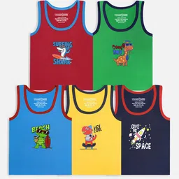 YK X Trampoline Pack Of 5 Boys Printed Cotton Innerwear Vests-image-92