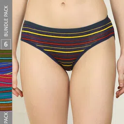 AROUSY Women Pack Of 6 Striped Low-Rise Hipster Briefs-picture-20