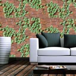 Jaamso Royals Brown Brick with Leaves Self Adhesive Wallpaper-image-69