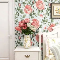 Jaamso Royals White & Pink Floral Pattern Self Adhesive Peel and Stick Wallpaper-picture-17