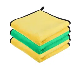 Kuber Industries Yellow & Green 3 Pcs Microfiber Kitchen Towels With Hanging Loop-13