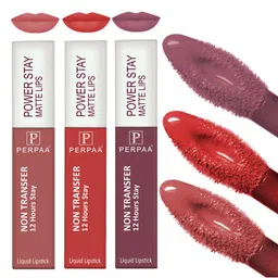 PERPAA  Powerstay Set Of 3 Waterproof Liquid Matte Lipstick-4ml Each-Mauve 23-Nude 21-Bright Red 01-image-5