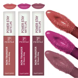 PERPAA Powerstay Set Of 3 Waterproof Liquid Matte Lipstick-4ml Each-Mauve 23-Nude 21-Pink 10-37