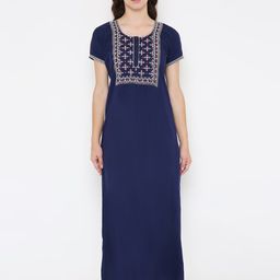 Sand Dune Floral Embroidered Maxi Nightdress-image-28