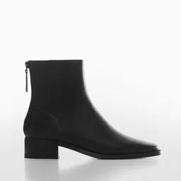 MANGO Women Round-Toe Mid-Top Leather Block Heel Boots-picture-40