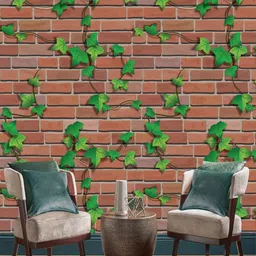 Jaamso Royals Brown & Green Brick Wall Decor Paper-50