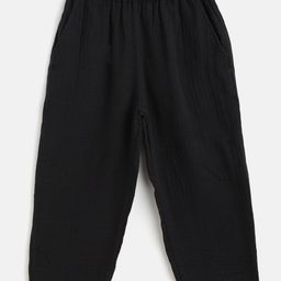 SCOUP Girls Black Cotton Loose Fit Trousers-image-88