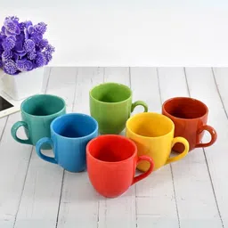 CLIO'S HERITAGE STORE Red & Blue 6-Pieces Solid Ceramic Glossy Coffee Mugs 250 ml-27