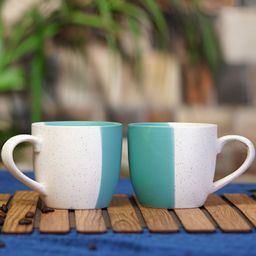 Freakway Green & White 2 Pieces Printed Dishwasher Safe Matte Cups 300ml-2