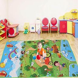 Kuber Industries Blue & Green Double Sided Memory Foam Water Proof Baby Mat-39