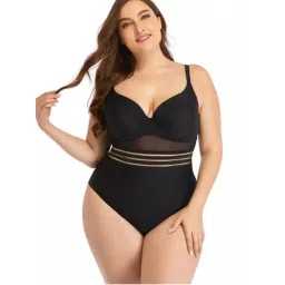 WomanLikeU Black Plus Size Monokini Bodysuit-picture-45