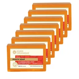 Khadi Organique Set of 7 Peach Handmade Soap with Essential Oils 125 g (Each)-95