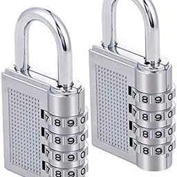 MORE BUY Number Locks for Door Bag Password Key Home Digital Finger Padlock Deal Security Smart 4-Digit Safe Pin for Gym Lockers/School Lockers/Employee Lockers (Silver) (Pack of 2pcs) image 1