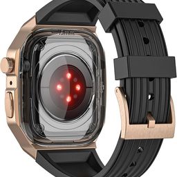 UniqTry Metal Protective Rugged Tough Protective Steel Case with Silicone Band Compatible with Apple Watch Bands 45mm 44mm iWatch Series 9 8 7 6 5 4 SE image 2