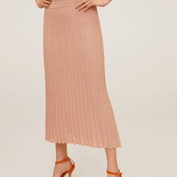 MANGO Peach-Coloured Accordion Pleated A-Line Skirt-image-1