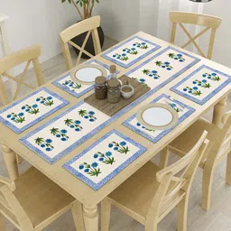 BLOCKS OF INDIA Blue & Beige 7 Pcs Ethnic Motifs Printed Cotton Table Linen Sets-19