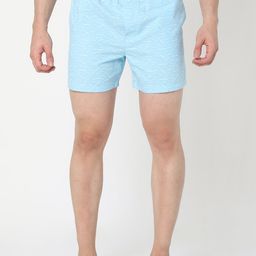 MERCHANT MARINE Men Turquoise Blue & White Printed Pure Cotton Boxers 505MBCAS-image-50