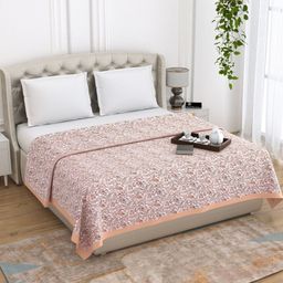 THE LINEN COMPANY Copper-Toned Paisley Printed Mild Winter 120 GSM Cotton Double Bed Dohar-image-24