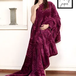 kirshinaENTERPRISES Floral Mink Heavy Winter 380 GSM Double Bed Blanket-image-1