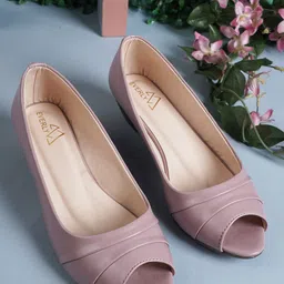 EVERLY Women Textured Peep Toes Wedge Heels-31