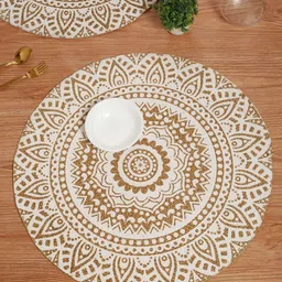 HOSTA HOMES Brown & White Ethnic Motifs Printed Cotton Table Placemats-image-7
