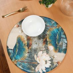 HOSTA HOMES 4-Pcs Blue & White  Floral Printed Table Placemats-31