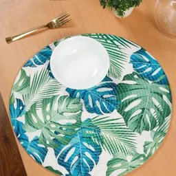 HOSTA HOMES 6-Pcs White & Blue Textured Digitally Printed Table Placemats-50