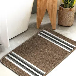 HOSTA HOMES Brown & White 280 GSM Anti-Skid Cotton Bath Rug-8