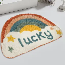 HOSTA HOMES Green & Yellow Printed Water Absorbant Anti-Skid Cotton Fur Bath Rug-image-14