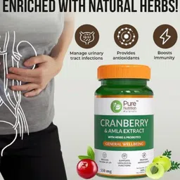 Pure Nutrition Cranberry & Amla Extract Urological Supplements - 60 Capsules image 4