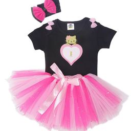 TINY MINY ME Women Girls Black & Pink Printed Top with Skirt-image-85