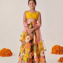 pspeaches Girls Embroidered Mirror Work Ready to Wear Lehenga & Blouse With Dupatta-52