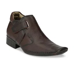 Hitz Men Brown Solid Mid-Top Leather Formal Boots-picture-18