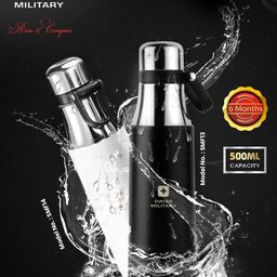 Swiss Military Black BPA Free Printed Stainless Steel Vacuum Flask Water Bottle 500 ml-14