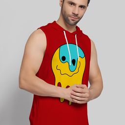 Juxar Printed Cotton Hooded Sleeveless Gym Vest-image-87