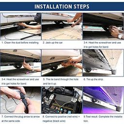 Kozdiko Car Tube Underglow Underbody Glow System Neon Light IR Remote Control Multi-Color Bluetooth Application Control Set of 4 Piece for All Cars image 3