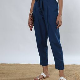svrnaa by azorte Pleat-Front Pants with Waist Tie-Up image 1